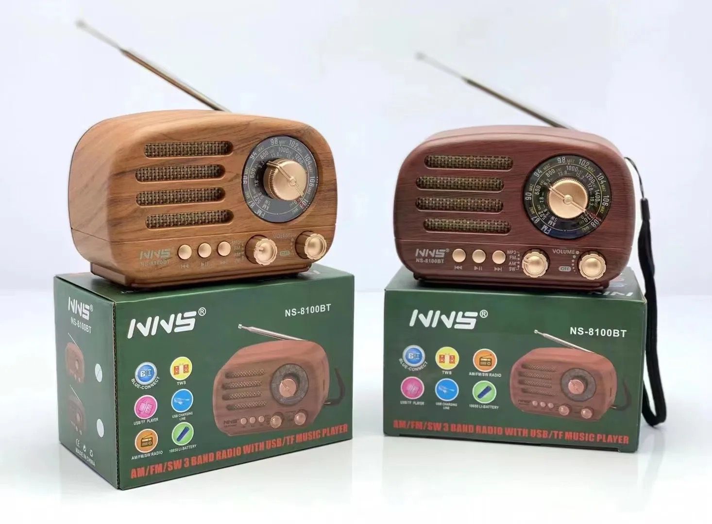 Portable Wooden Mini Wireless Stereo Speaker NS 8100