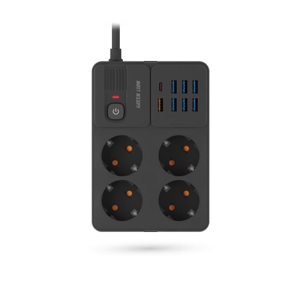 Green Lion UK Power Socket 7 USB-A Port - 1 PD Port  Black